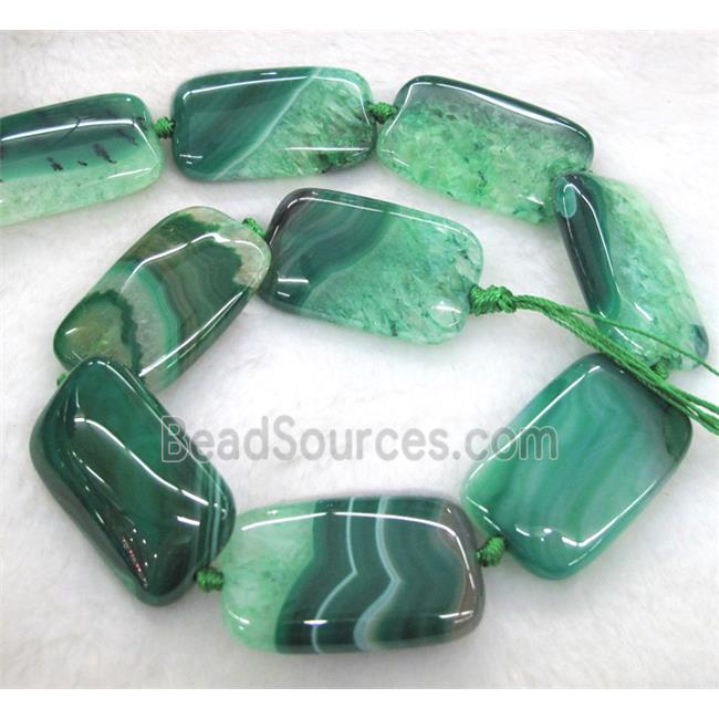 green druzy agate beads, rectangle