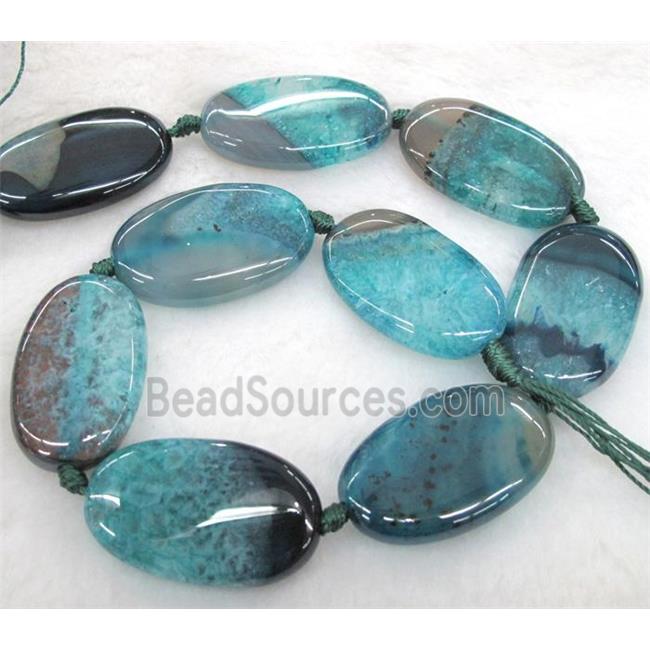 green druzy agate beads, oval