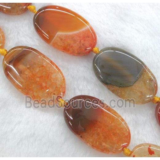 orange druzy agate beads, oval