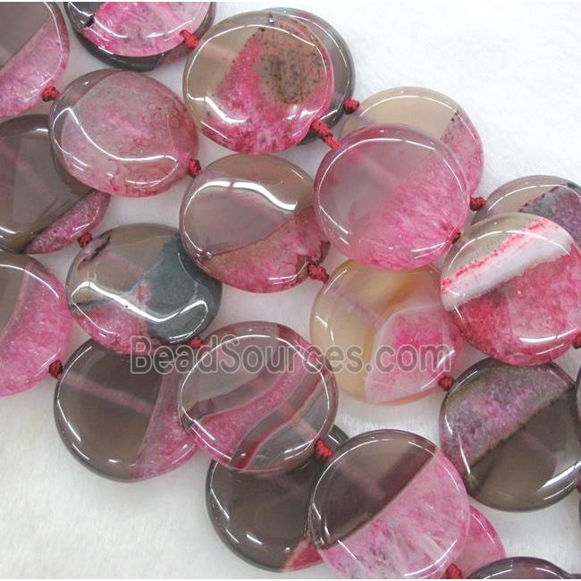 pink druzy agate circle beads