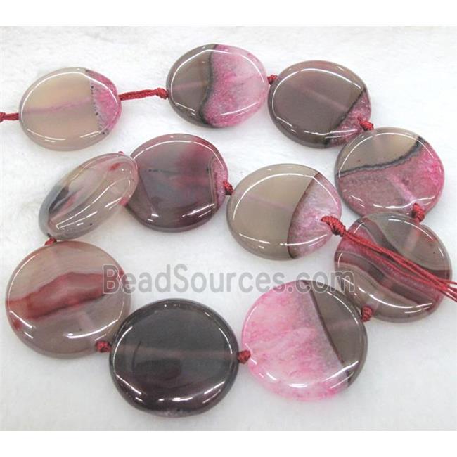 pink druzy agate circle beads