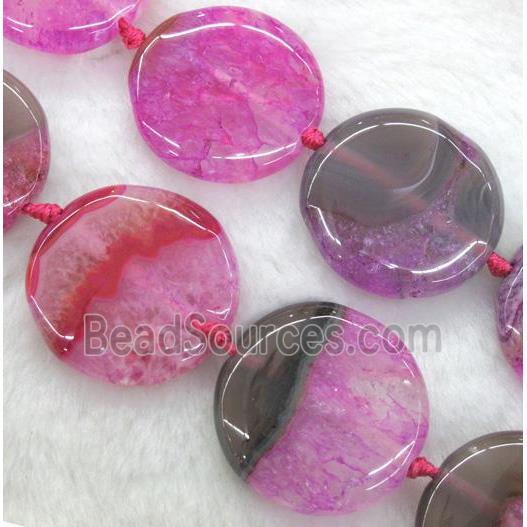 hotpink druzy agate circle beads