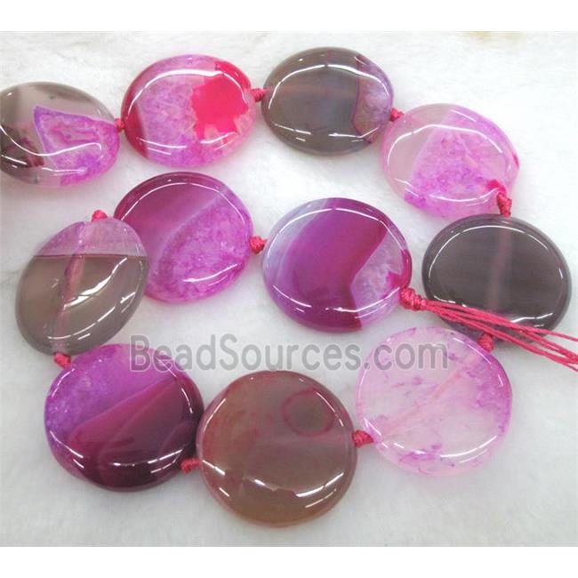 hotpink druzy agate circle beads