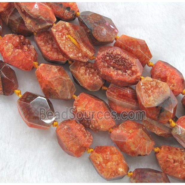 orange druzy agate beads, freeform