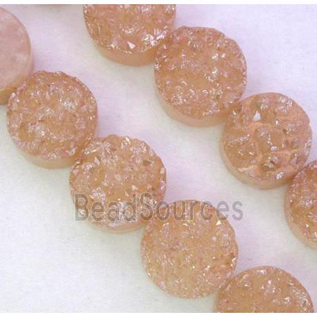 Agate Druzy circle beads, gold champagne