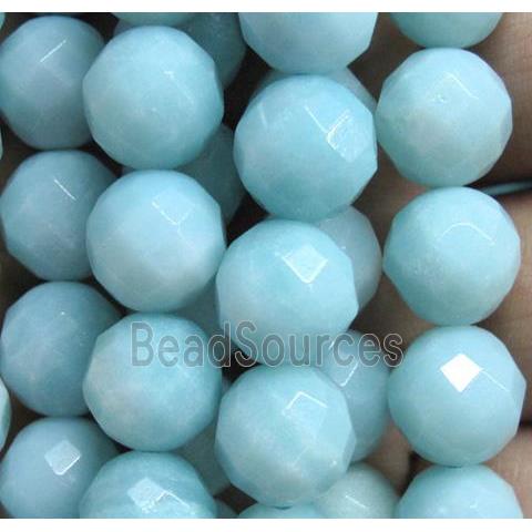 natural Amazonite bead, faceted round, AA-Grade