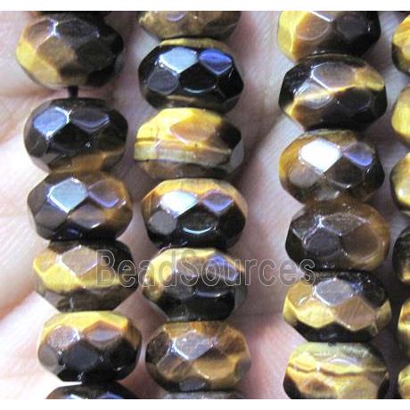 tiger eye bead, faceted rondelle, AB grade