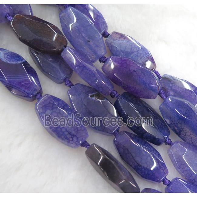 purple dragon veins agate bead, faceted barrel