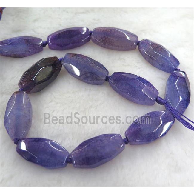 purple dragon veins agate bead, faceted barrel