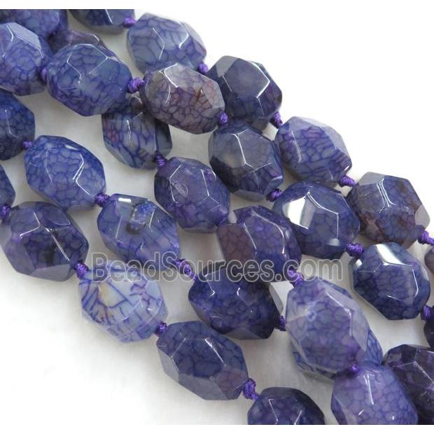 purple veins agate beads, faceted freeform