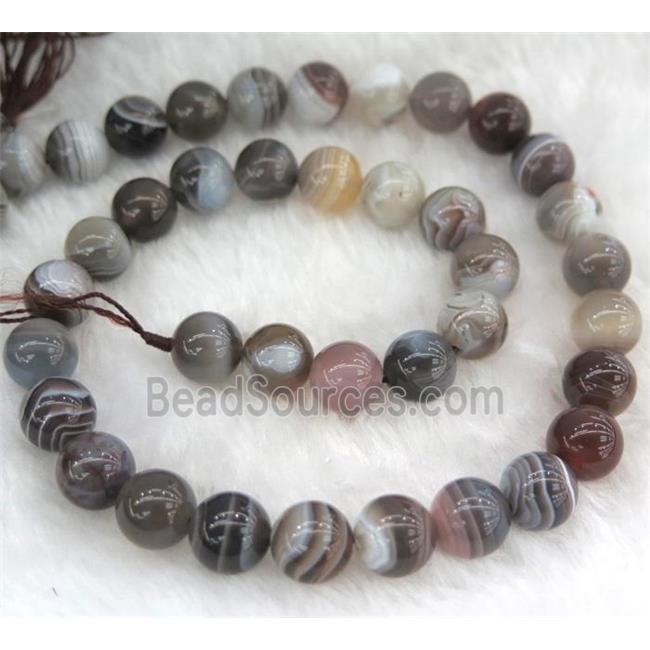 natural round Botswana Agate beads, gray