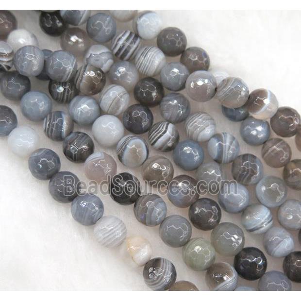 gray botswana agate beads, faceted round