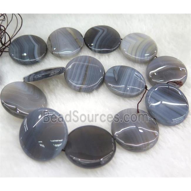 natural botswana agate beads, flat round, grey