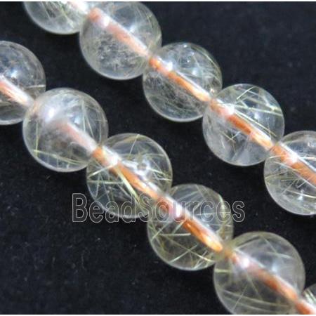 natural Gold Rutilated Quartz beads, round, AAA-grade