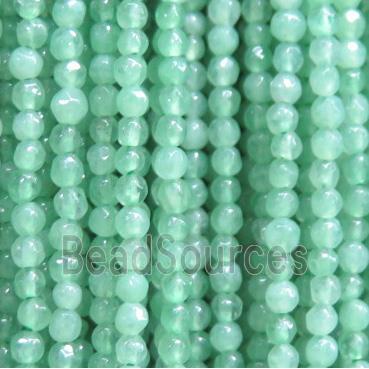 tiny jade bead, faceted round, dye green