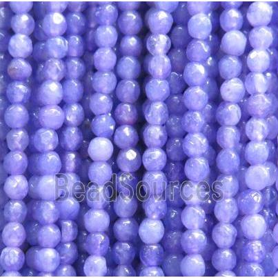 tiny jade bead, faceted round, dye lavender