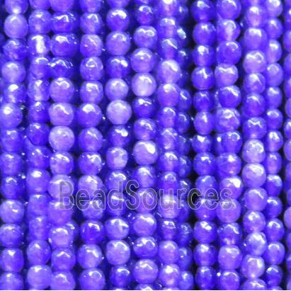 tiny jade bead, faceted round, dye purple