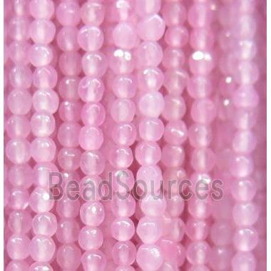 tiny jade seed beads, faceted round, dye pink