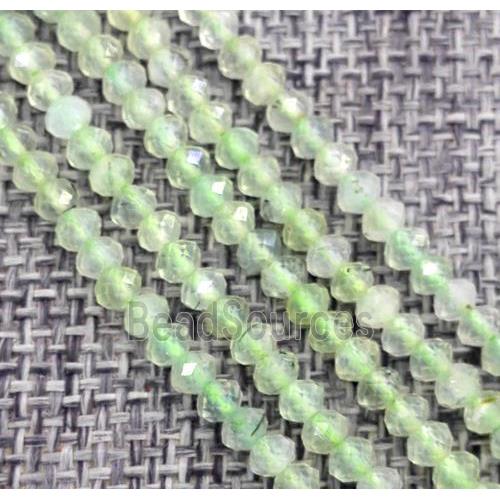 green Prehnite beads, faceted rondelle