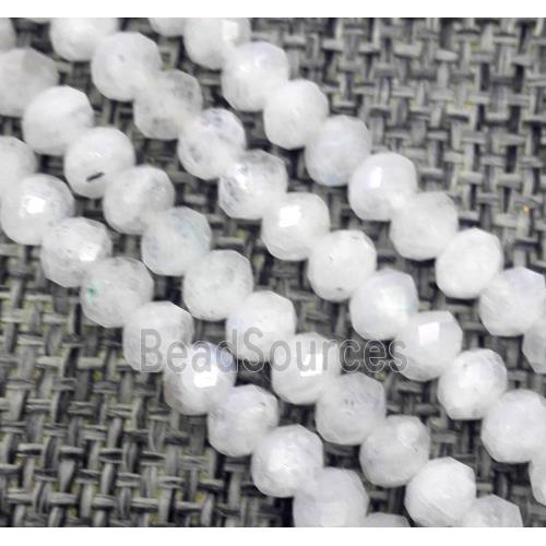 natural white MoonStone beads, faceted rondelle