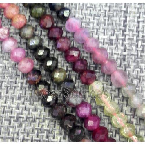 tourmaline beads, faceted rondelle, multi Color