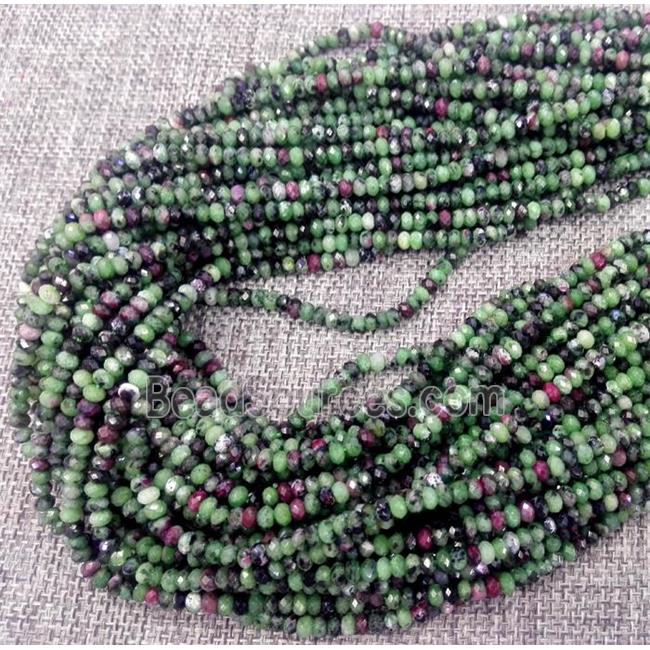 Ruby Zoisite beads, faceted rondelle