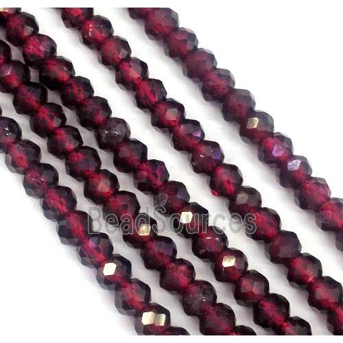 tiny red Garnet beads, faceted rondelle