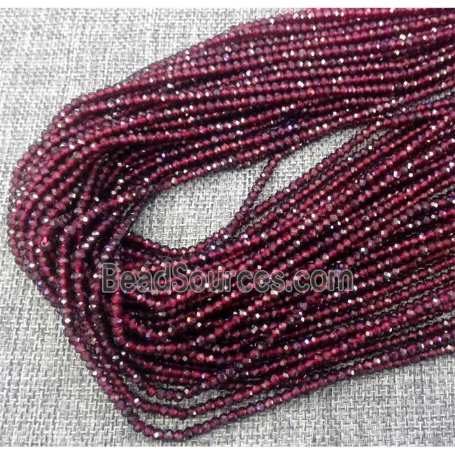 tiny red Garnet beads, faceted rondelle