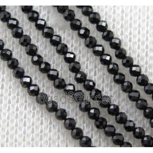 tiny black Spinel beads, faceted round