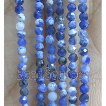 tiny sodalite beads, faceted round, blue