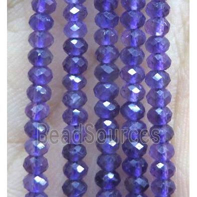 faceted Amethyst rondelle beads, purple, tiny