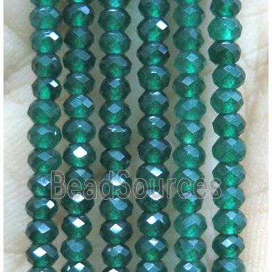 tiny green agate beads, dye, faceted rondelle