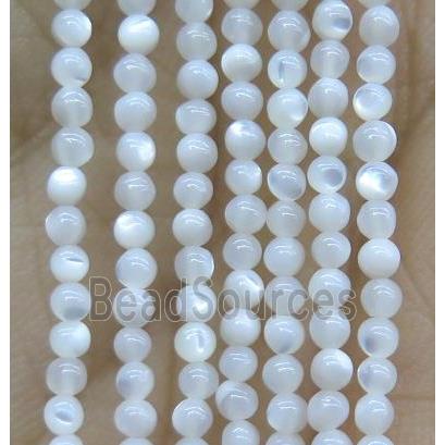 tiny round pearl shell beads, white