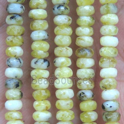 tiny yellow turquoise beads, faceted rondelle