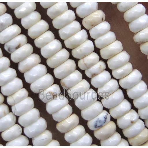 tiny white howlite turquoise beads, faceted rondelle