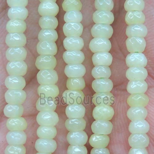 tiny lenon jade beads, faceted rondelle