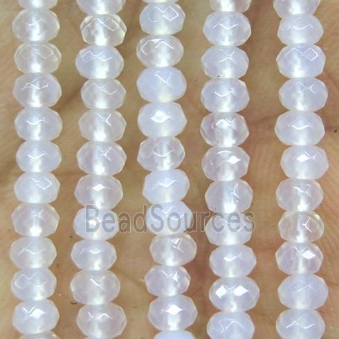 tiny white Agate Beads, faceted rondelle