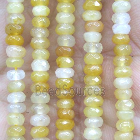 tiny yellow jade beads, faceted rondelle