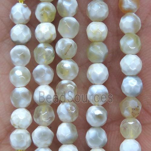 tiny yellow fired agate beads, faceted round