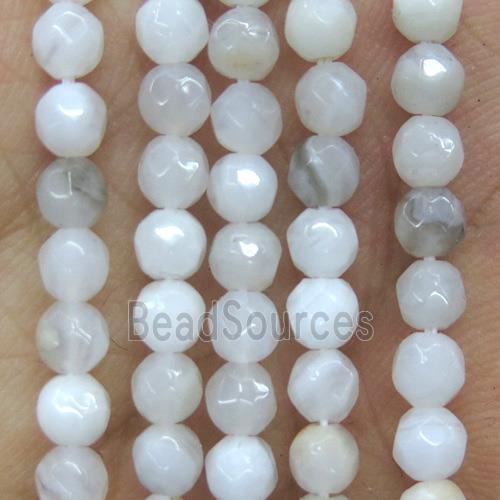 tiny Chinese white crazy agate beads, faceted round