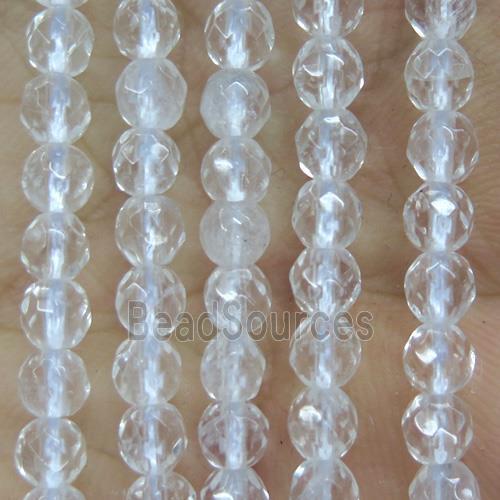 tiny Clear Quartz beads, faceted round