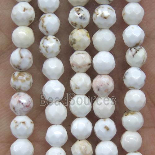 tiny white turquoise beads, faceted round