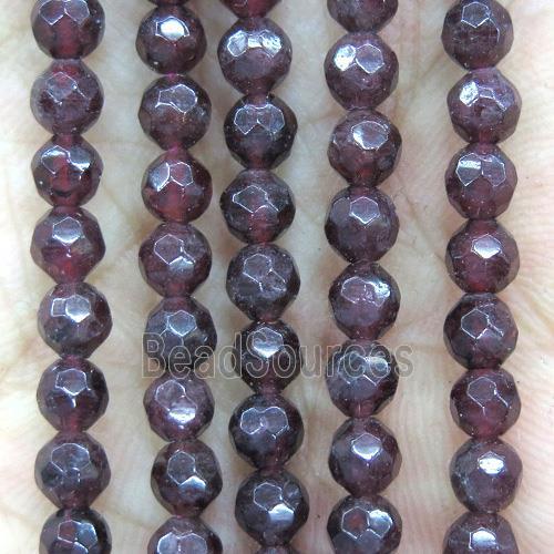 tiny red garnet beads, faceted round