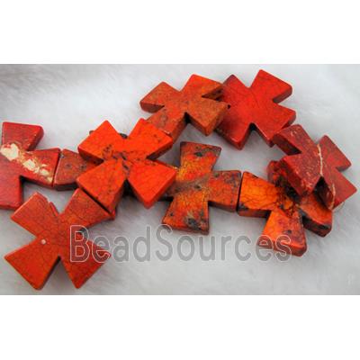 Dye crossTurquoise Beads,Red