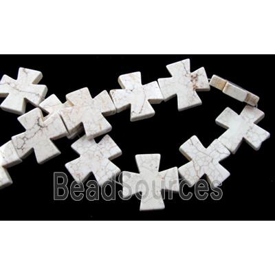 Dye crossTurquoise Beads, White