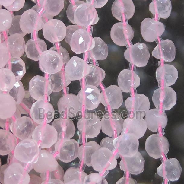 rose quartz bead, faceted teardrop