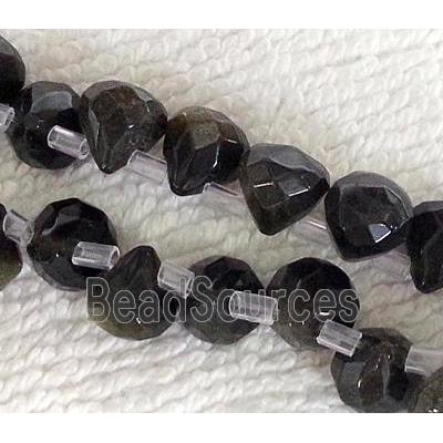 black onyx bead, faceted teardrop