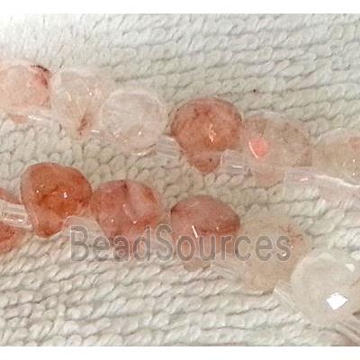 red Iron Quartz beads, faceted teardrop