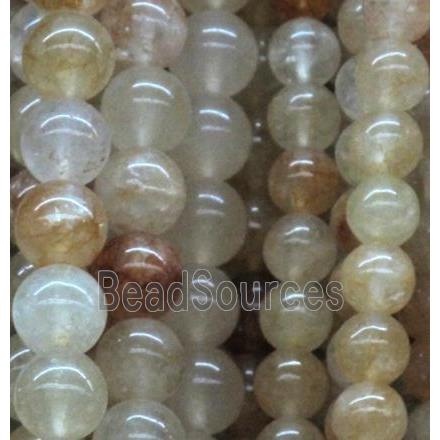 milk quartz beads, round gemstone, yellow