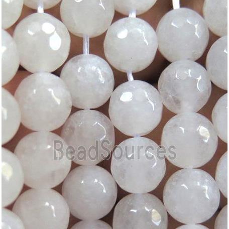 white jade bead, faceted round